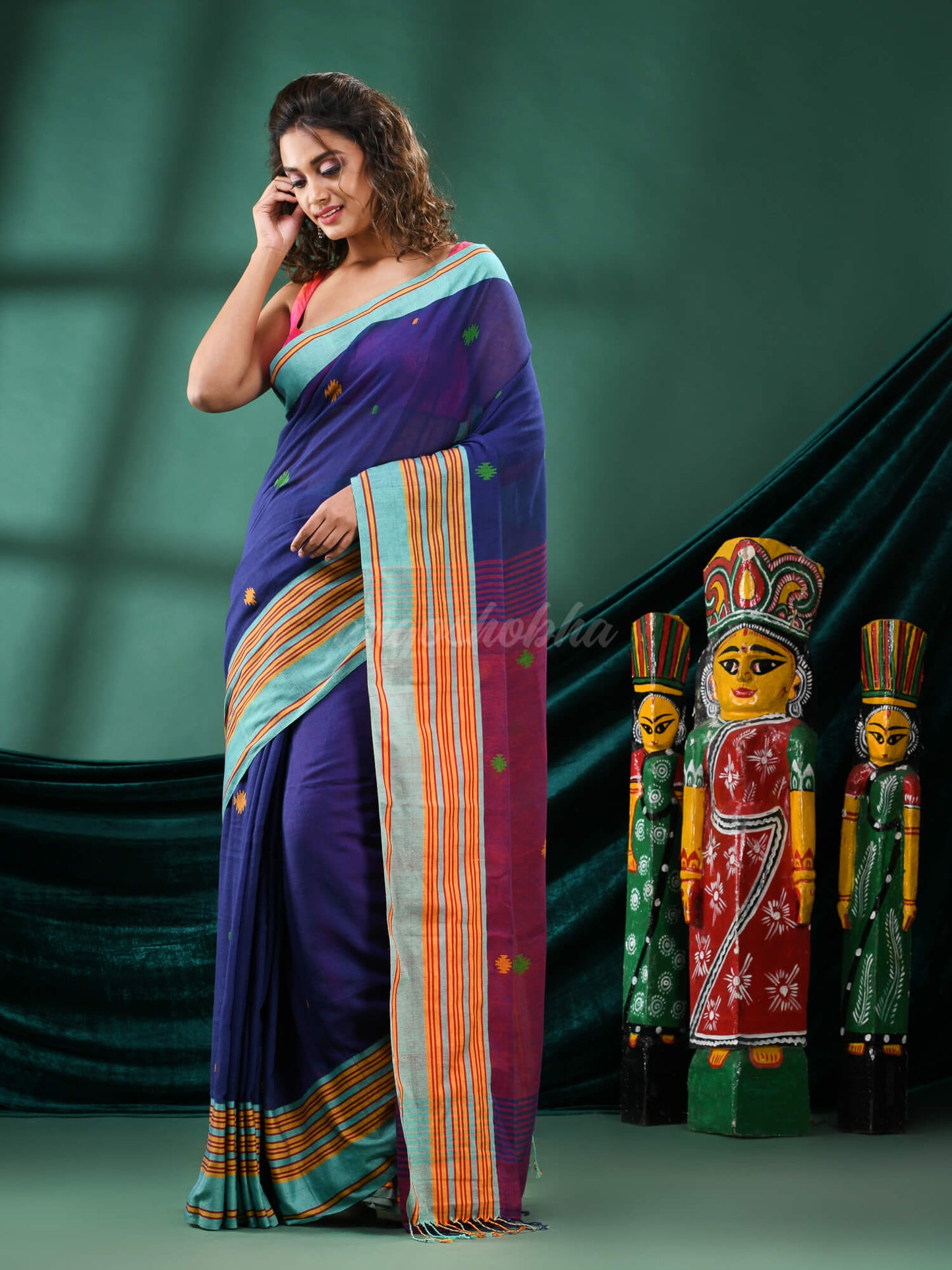 Blue Cotton Handloom Saree