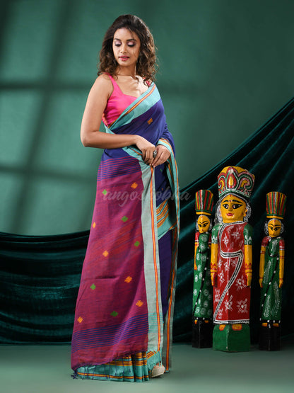 Blue Cotton Handloom Saree