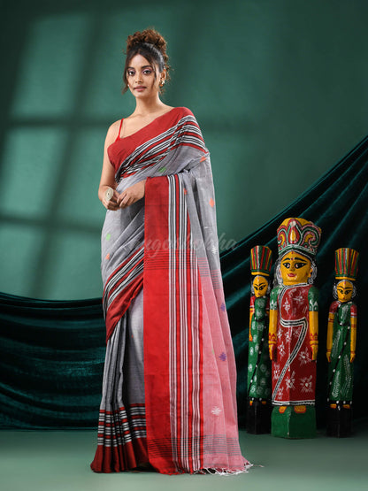 Grey Cotton Handloom Saree