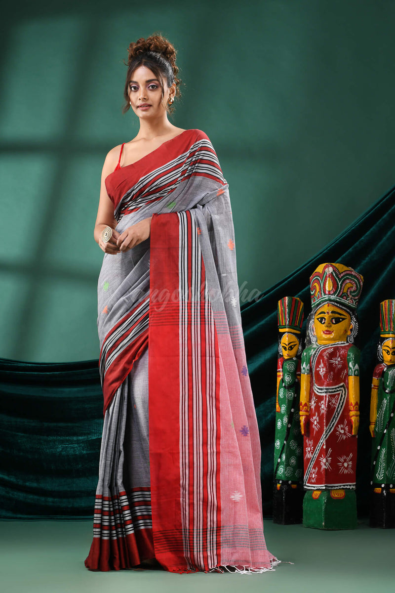 Grey Cotton Handloom Saree