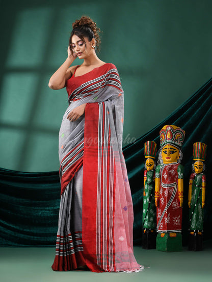 Grey Cotton Handloom Saree