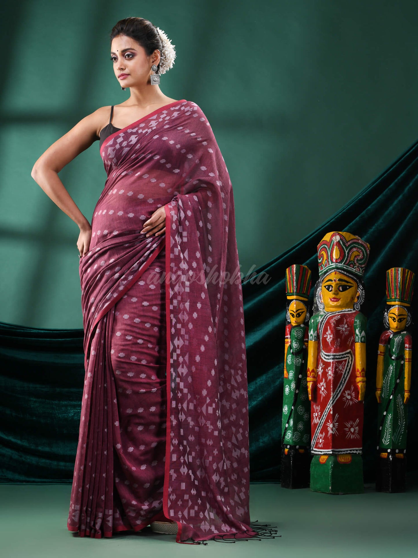 Dusty Pink Cotton Handloom Saree