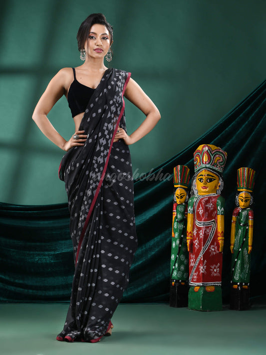 Black Cotton Handloom Saree