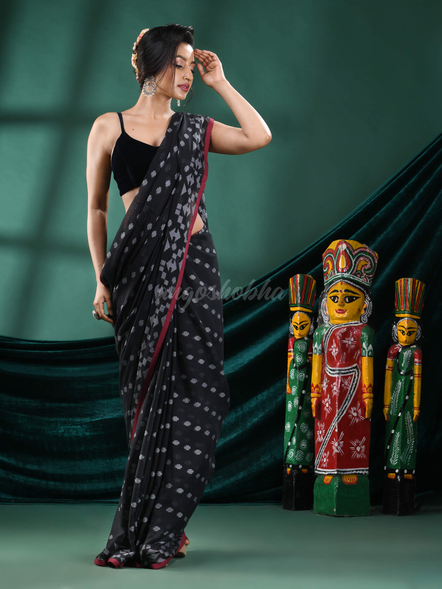 Black Cotton Handloom Saree