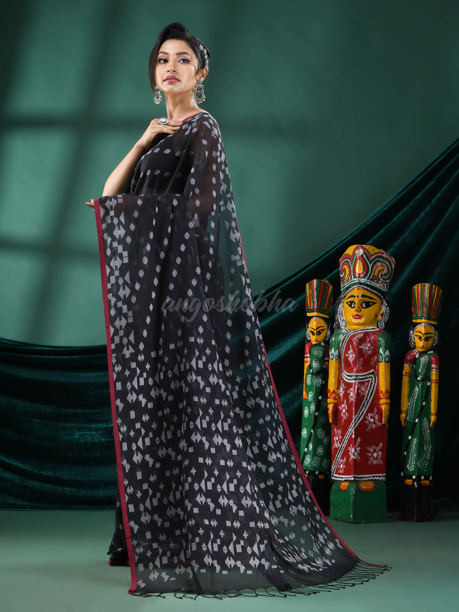 Black Cotton Handloom Saree