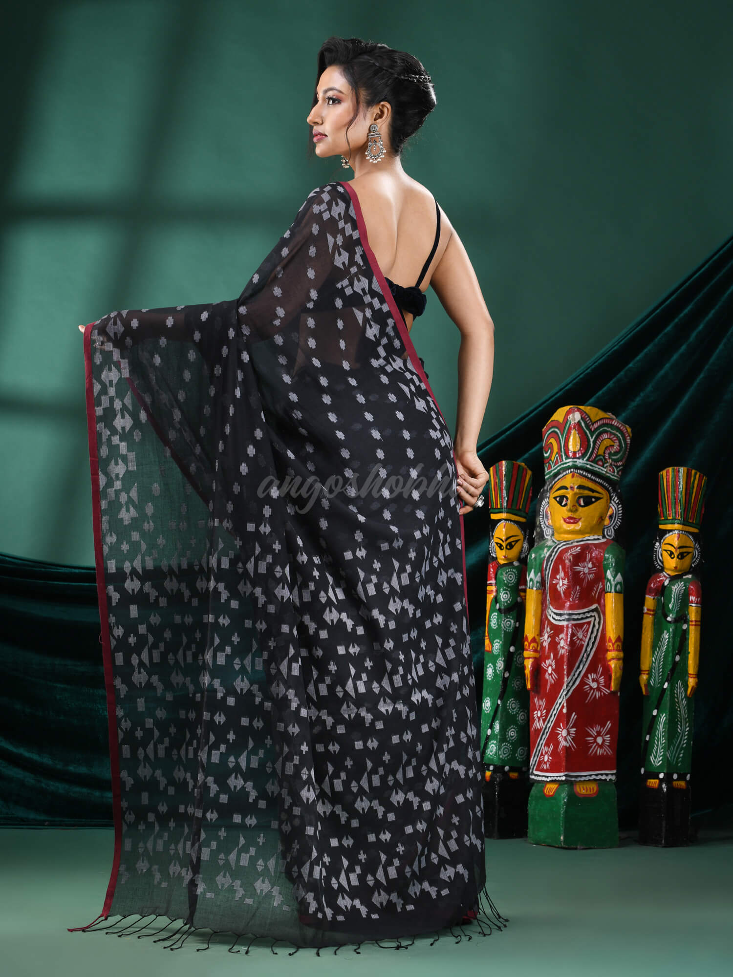 Black Cotton Handloom Saree
