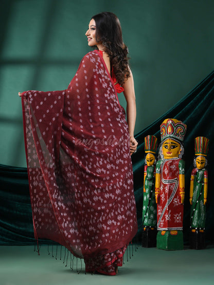 Maroon Cotton Handloom Saree