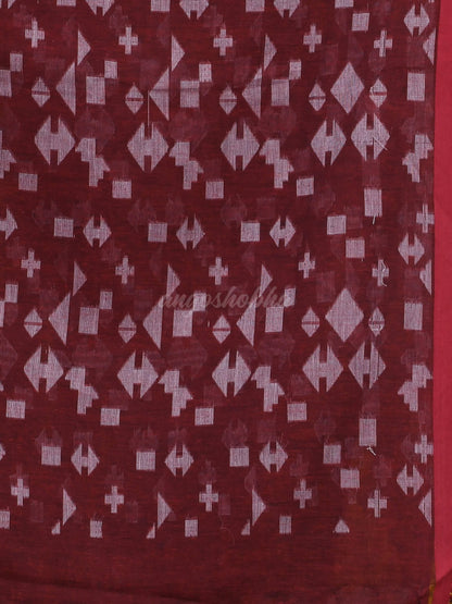 Maroon Cotton Handloom Saree