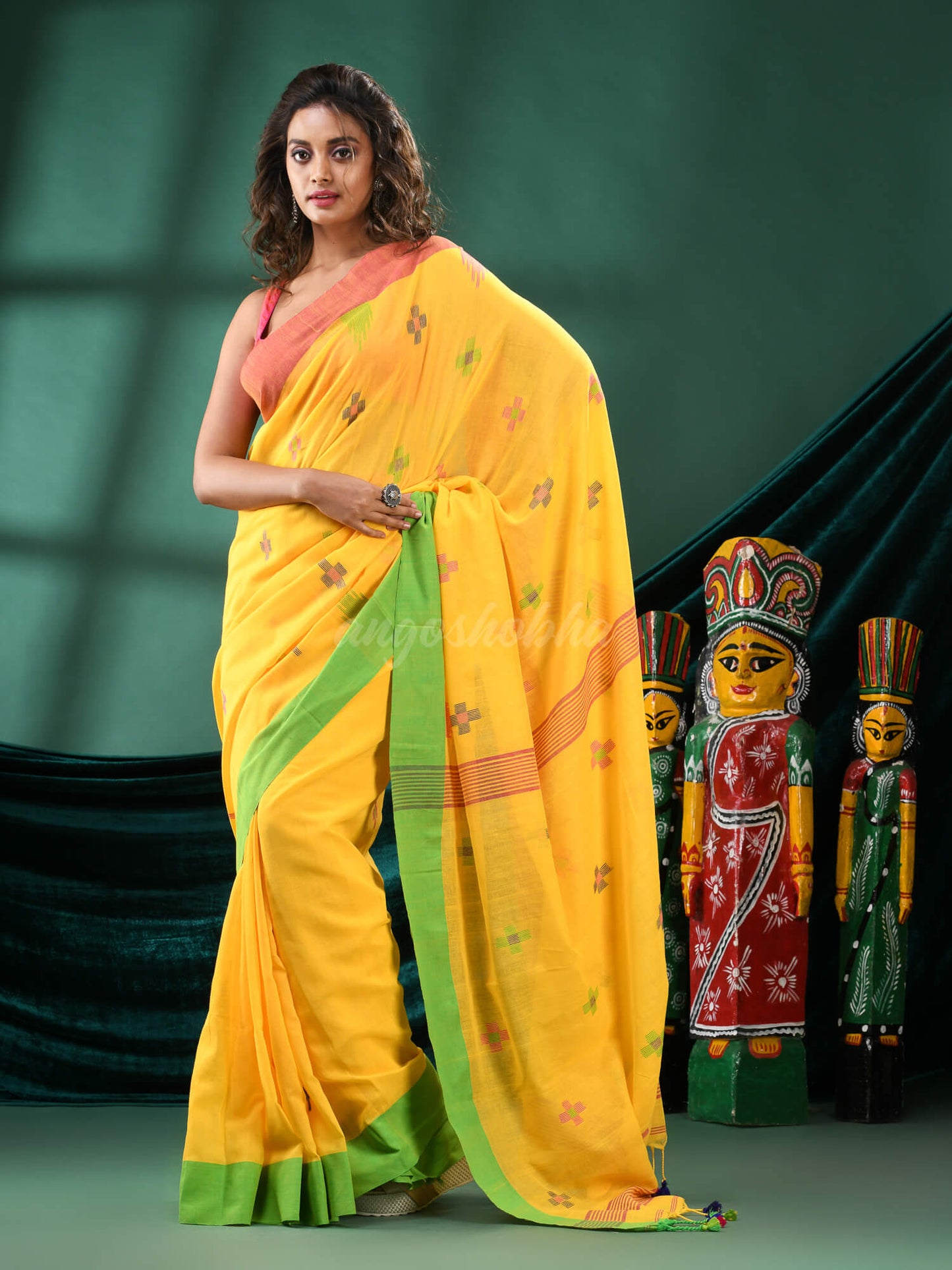 Yellow Cotton Handloom Saree