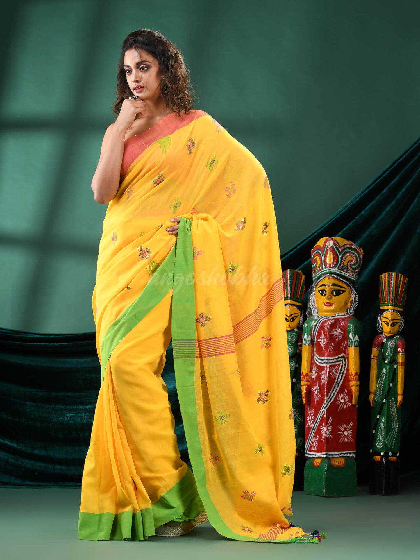 Yellow Cotton Handloom Saree