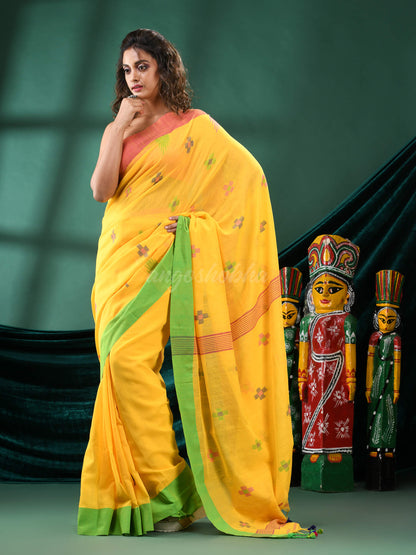 Yellow Cotton Handloom Saree