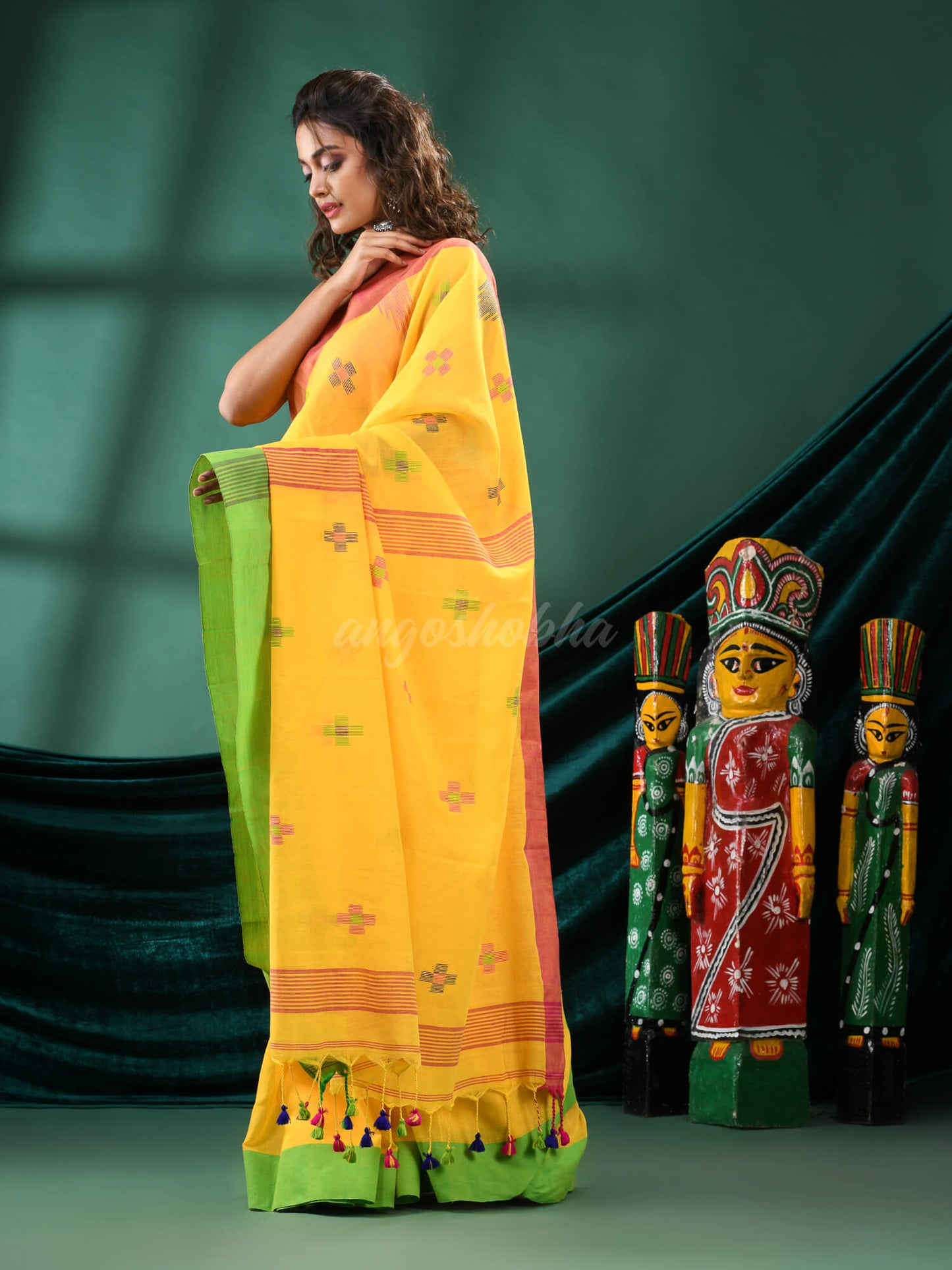 Yellow Cotton Handloom Saree