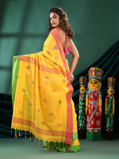 Yellow Cotton Handloom Saree