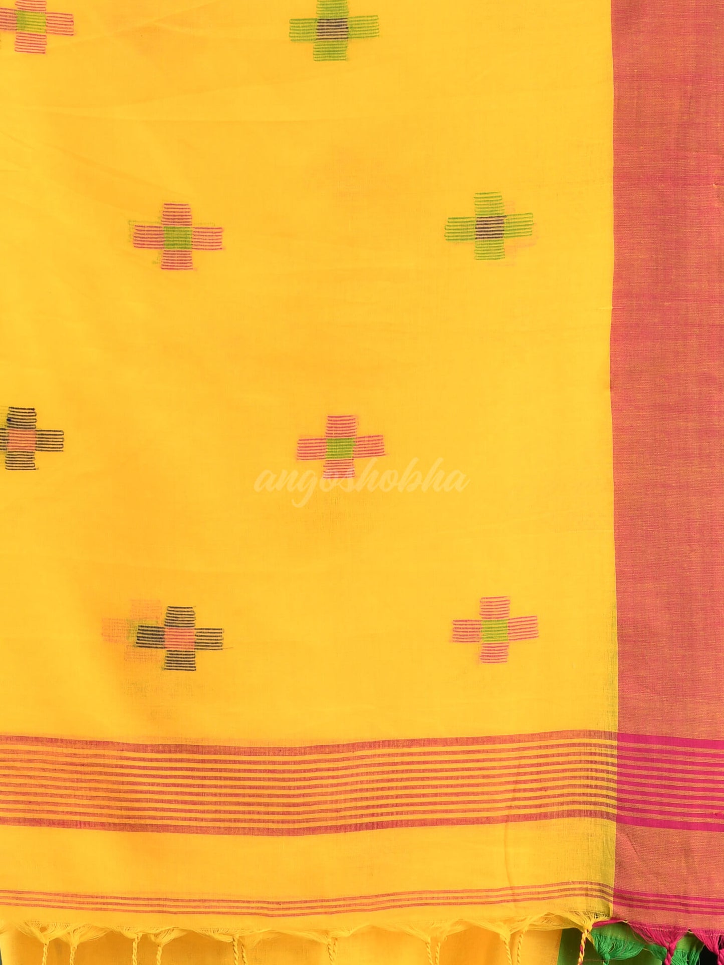 Yellow Cotton Handloom Saree