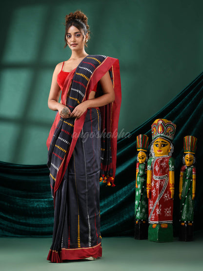 Silet Grey  Cotton Handloom Saree