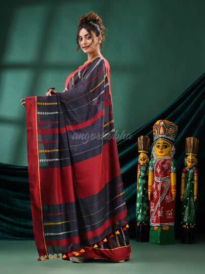 Silet Grey  Cotton Handloom Saree