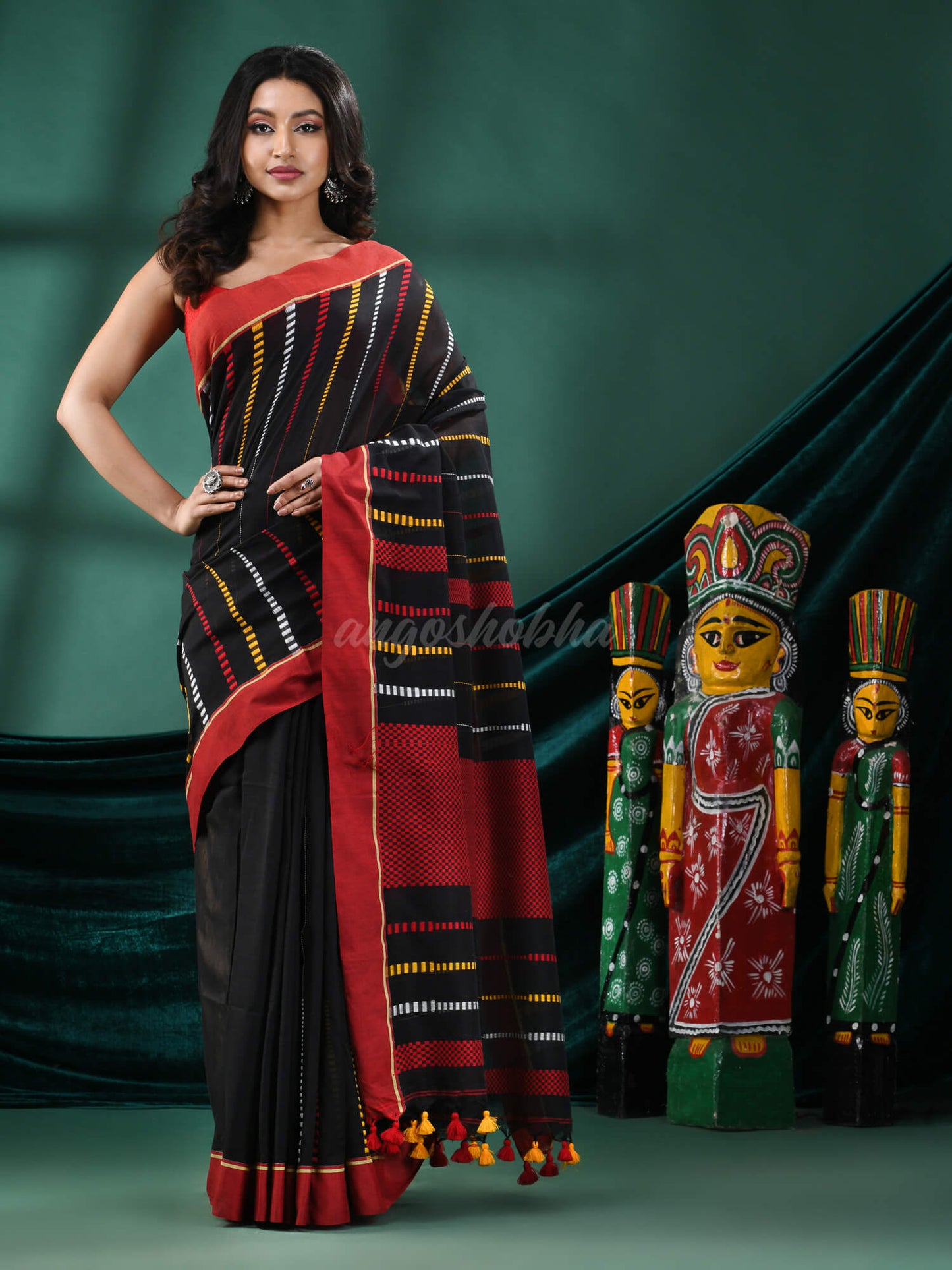 Black Cotton Handloom Saree