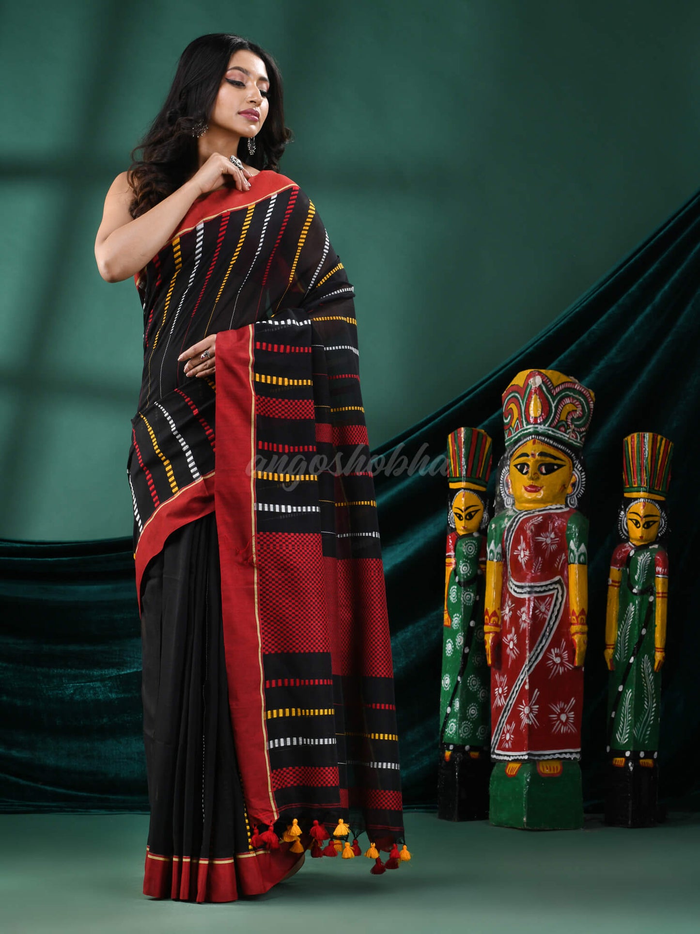 Black Cotton Handloom Saree