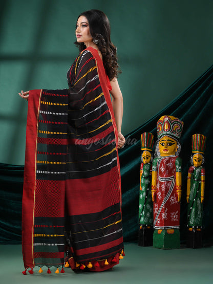 Black Cotton Handloom Saree