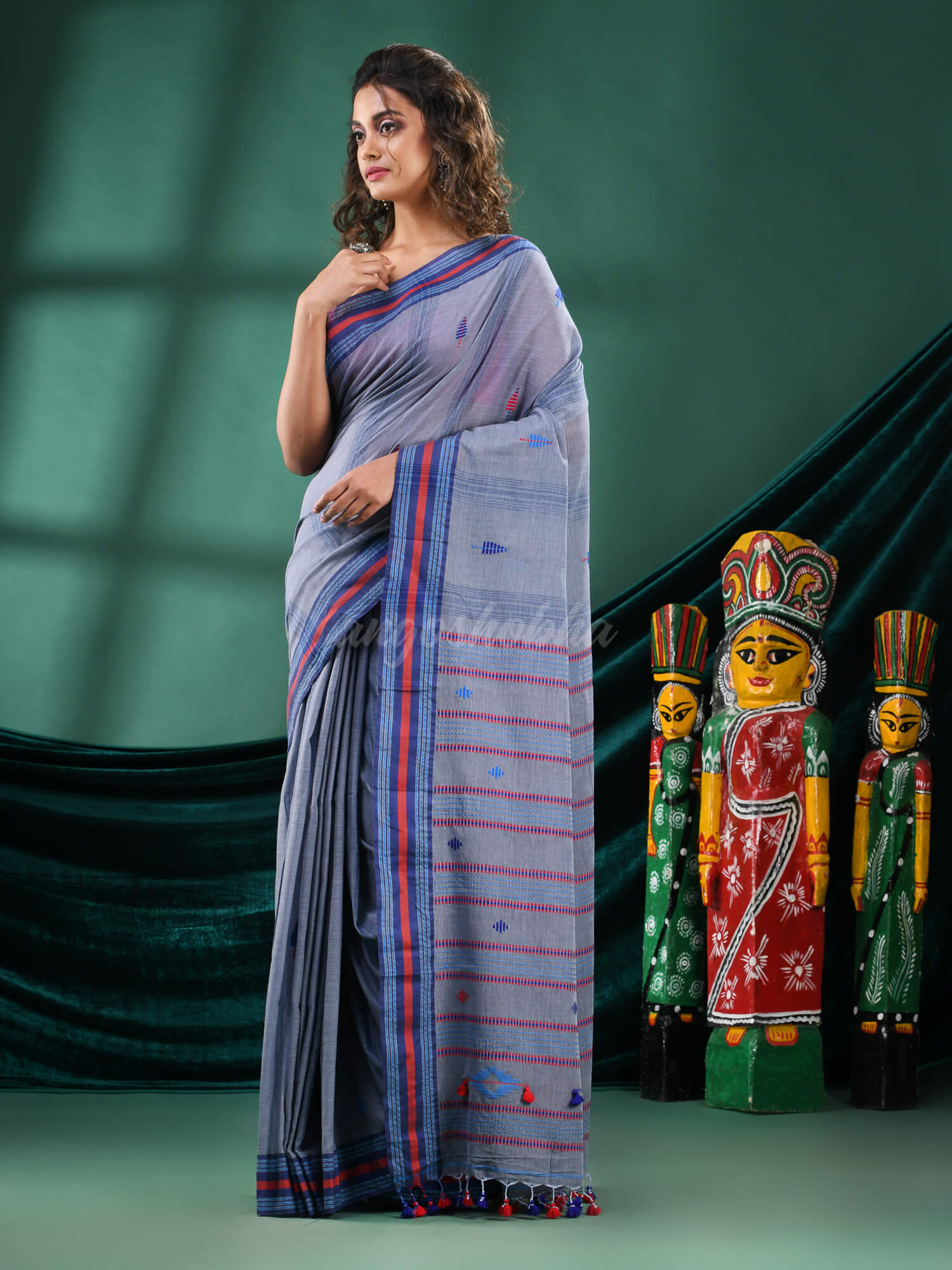 Grey Cotton Handloom Saree