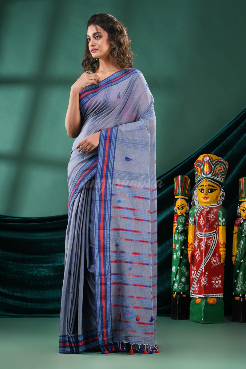 Grey Cotton Handloom Saree