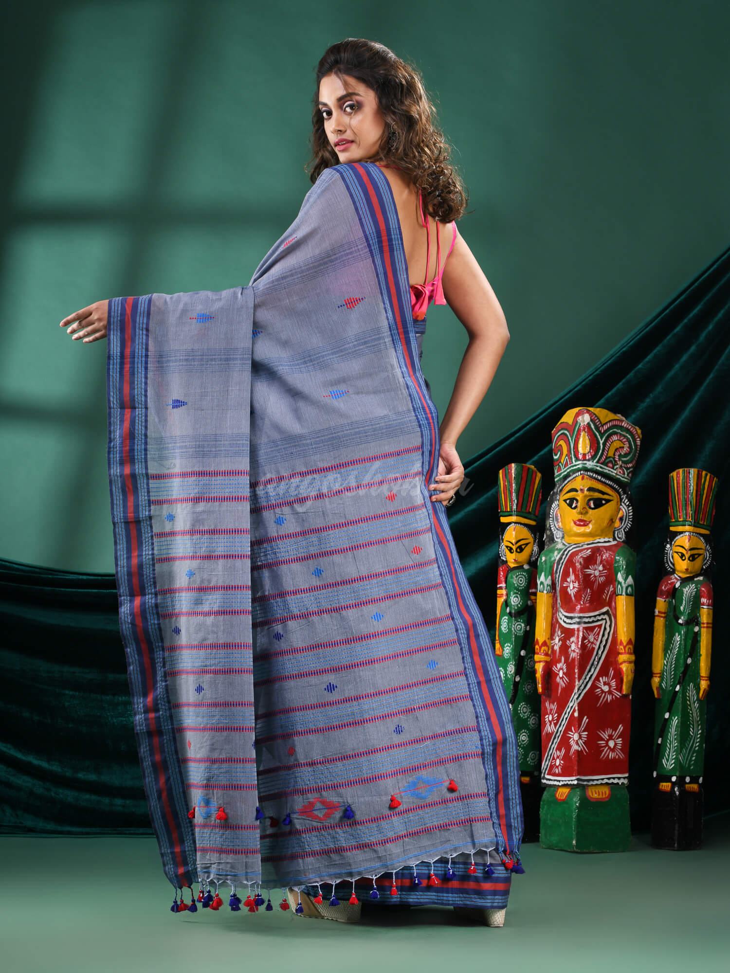 Grey Cotton Handloom Saree