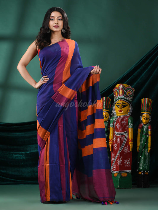 Multicolour Stripe Cotton Handloom Saree