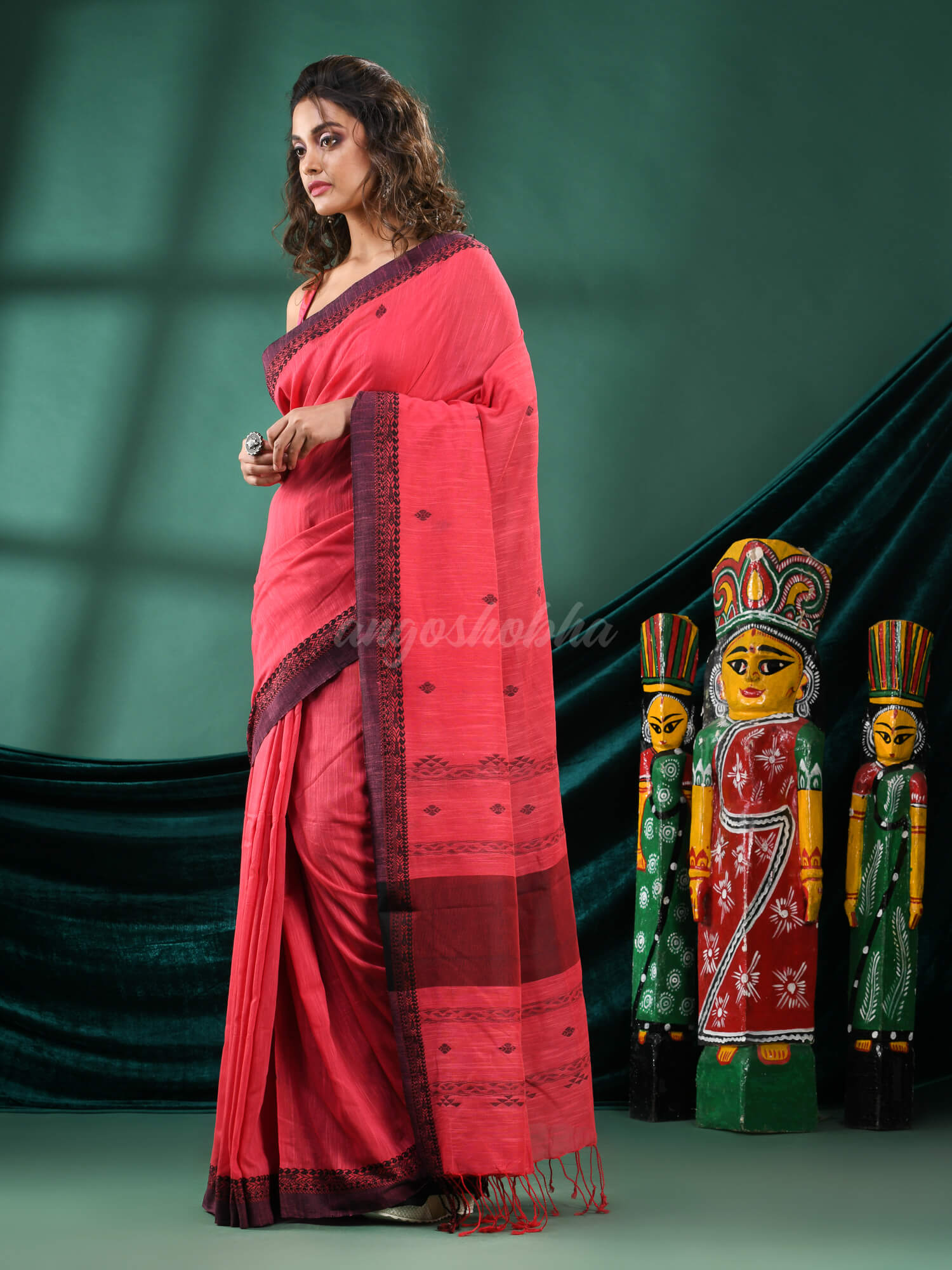 Rose Pink Cotton Handloom Saree