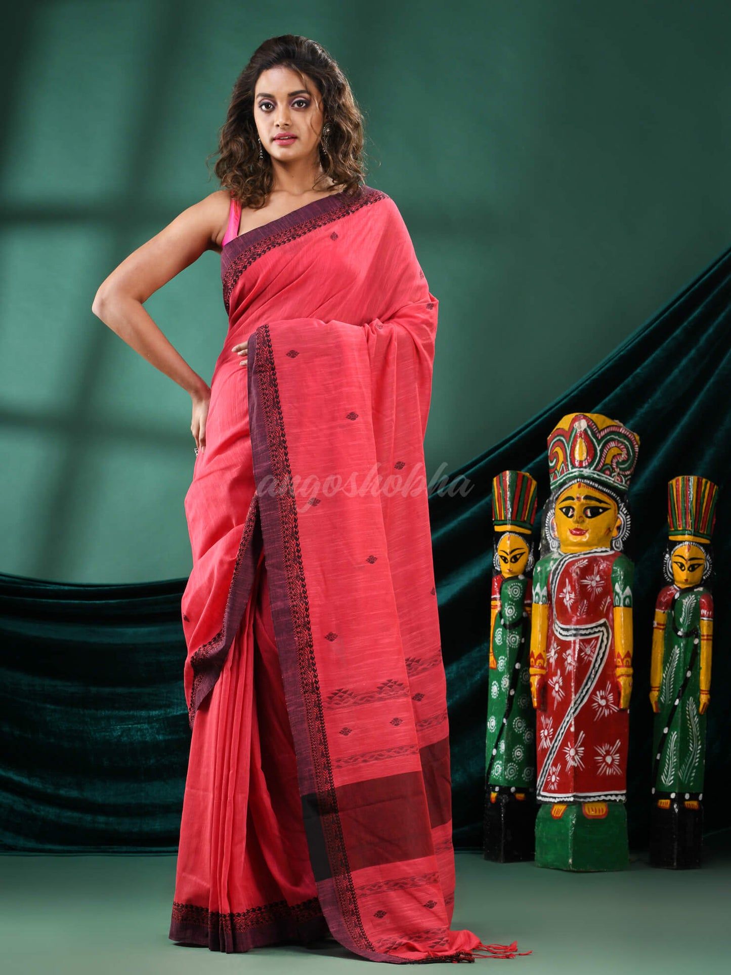 Rose Pink Cotton Handloom Saree