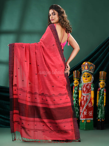 Rose Pink Cotton Handloom Saree