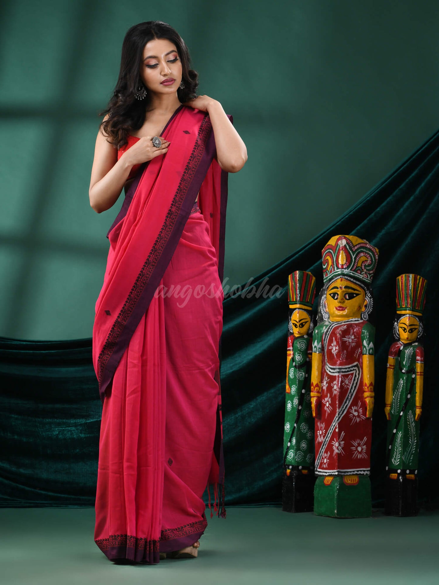 Pink Cotton Handloom Saree