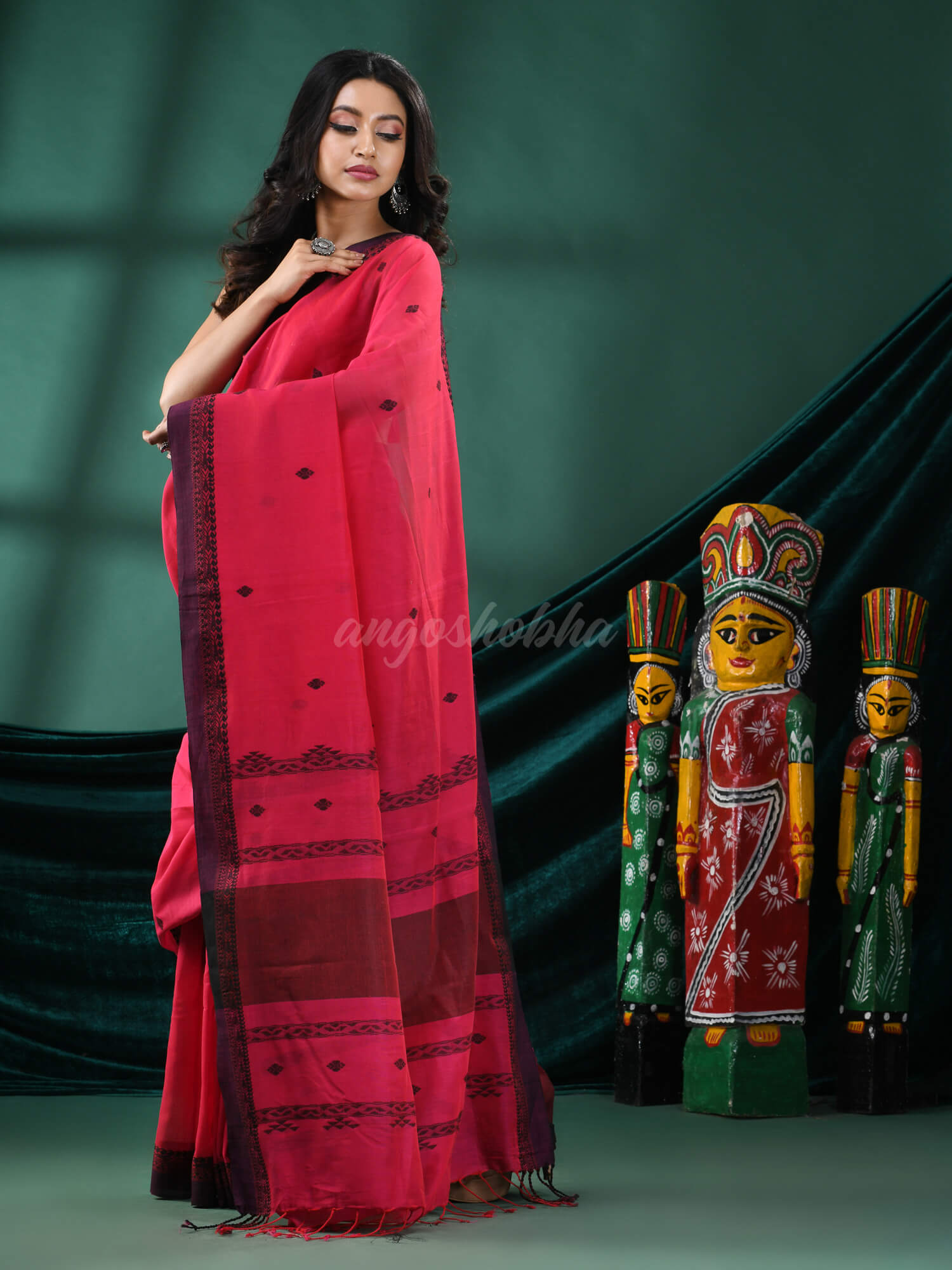 Pink Cotton Handloom Saree