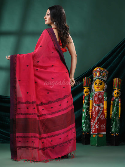 Pink Cotton Handloom Saree