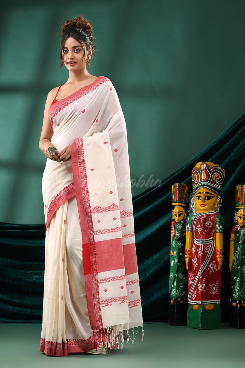 White Cotton Handloom Saree
