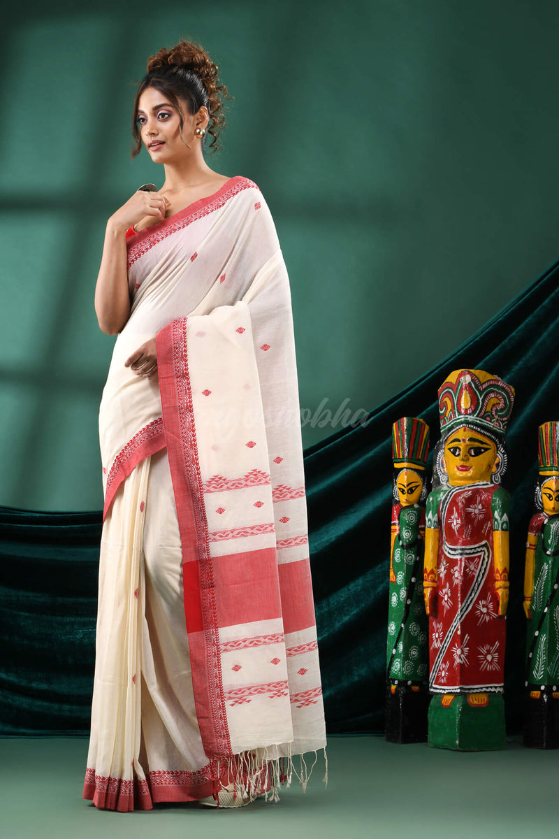 White Cotton Handloom Saree