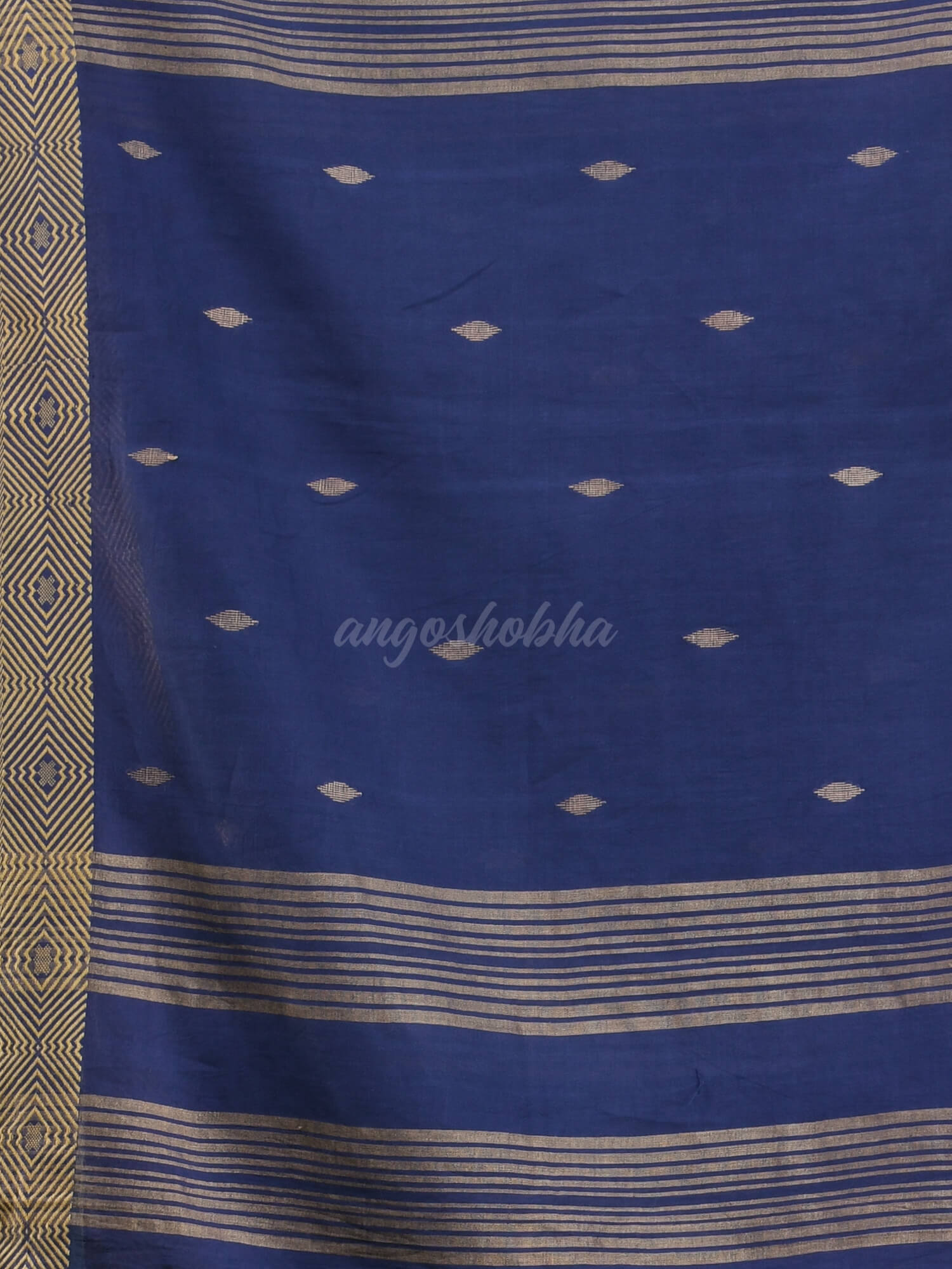 Navy Blue Cotton Handloom Saree