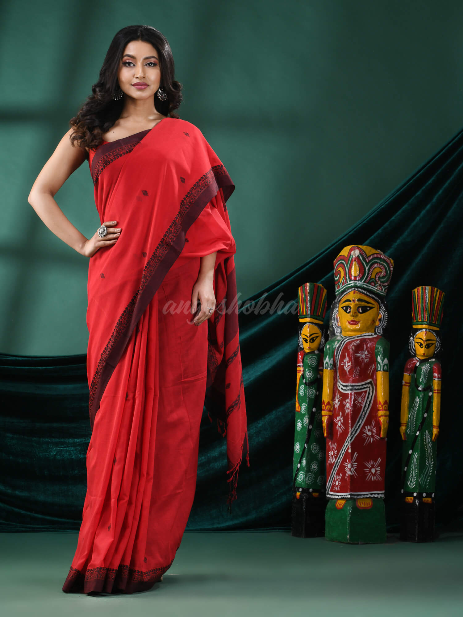 Red Cotton Handloom Saree