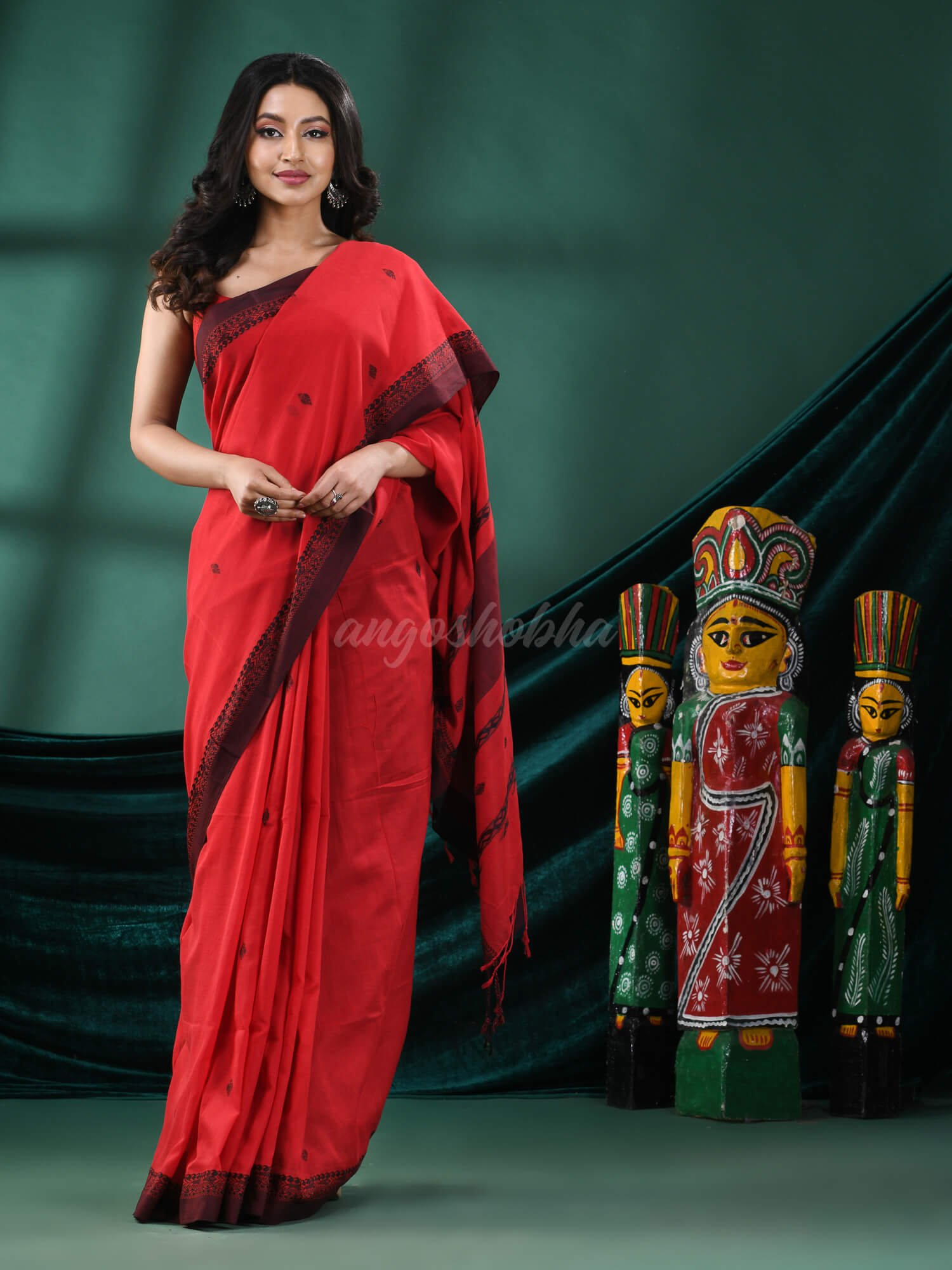 Red Cotton Handloom Saree