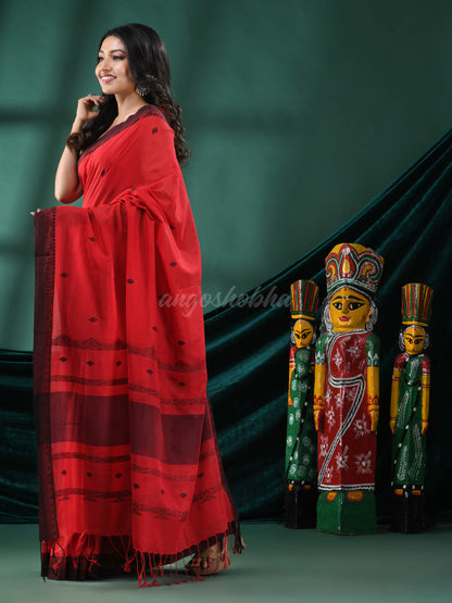 Red Cotton Handloom Saree