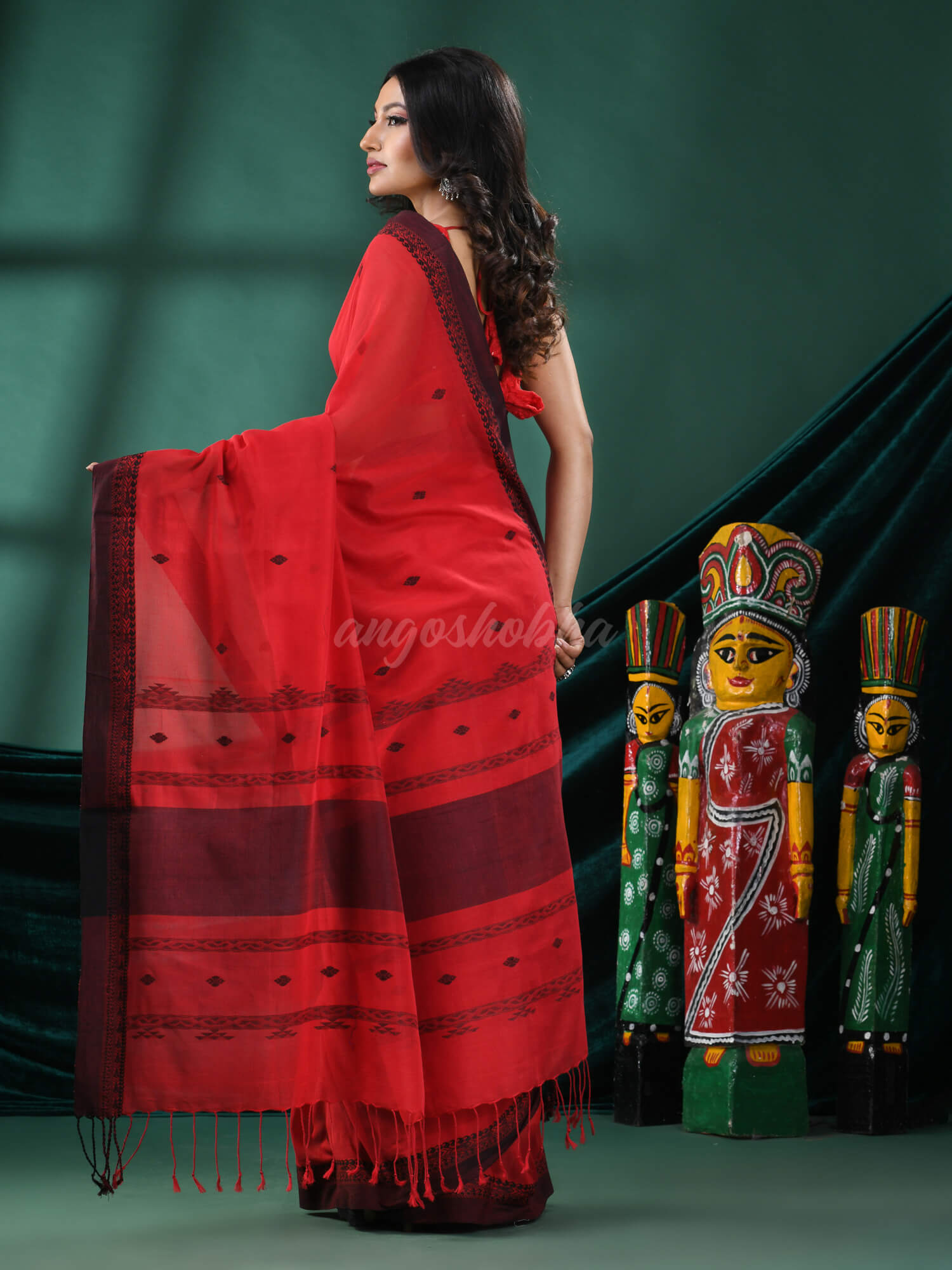 Red Cotton Handloom Saree