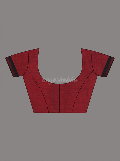 Red Cotton Handloom Saree blouse