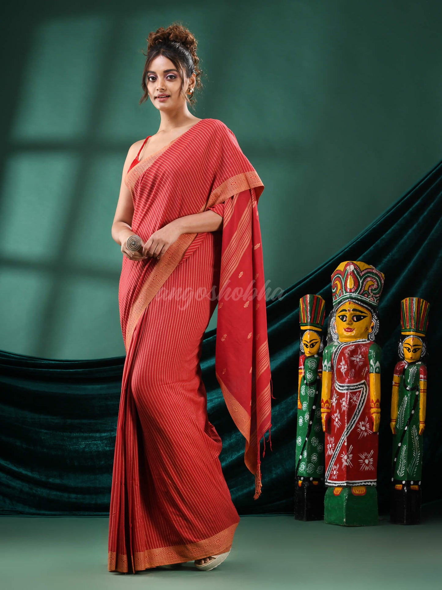 Red Cotton Handloom Saree