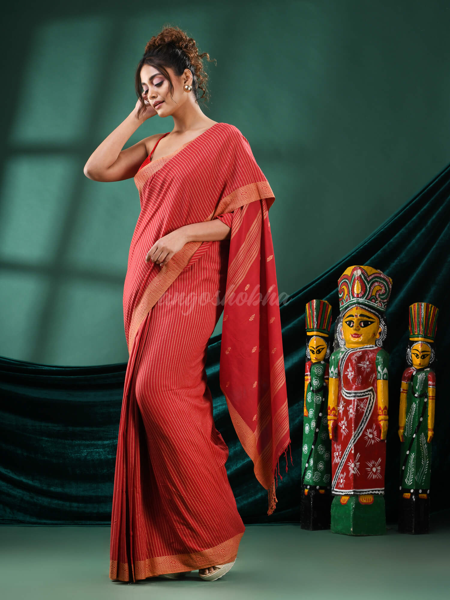 Red Cotton Handloom Saree