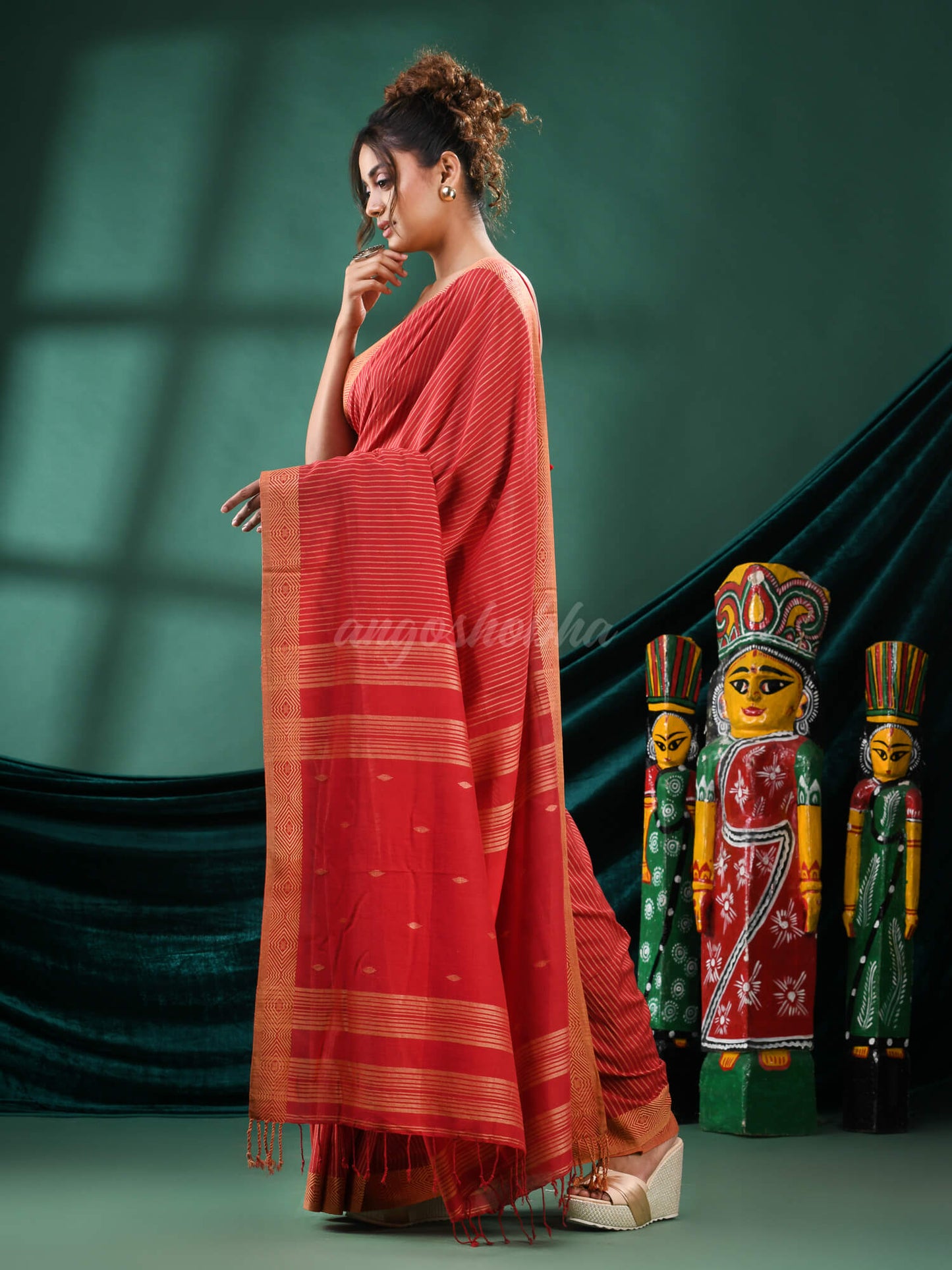 Red Cotton Handloom Saree