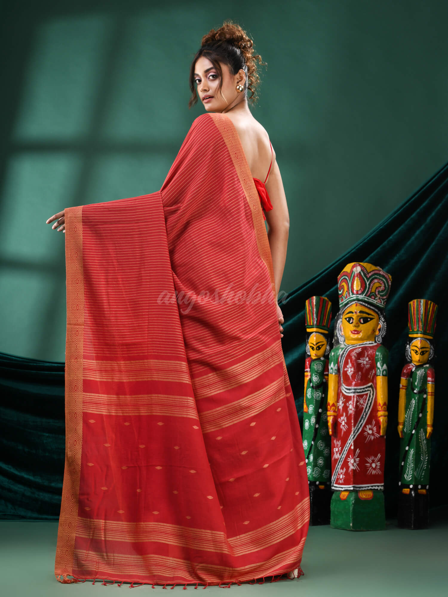 Red Cotton Handloom Saree