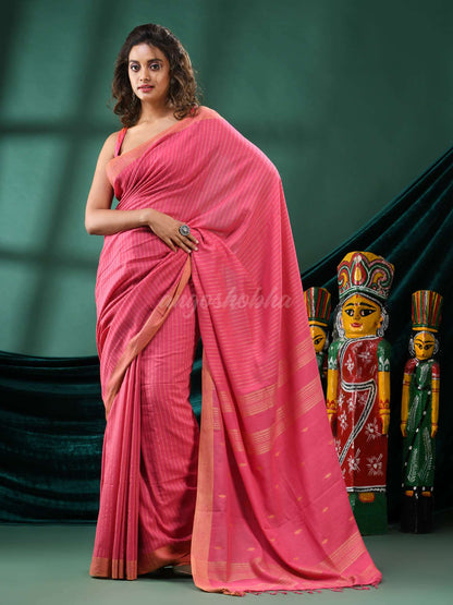 Antique Pink Cotton Handloom Saree