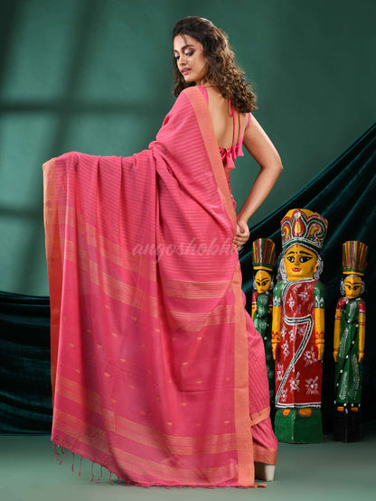 Antique Pink Cotton Handloom Saree