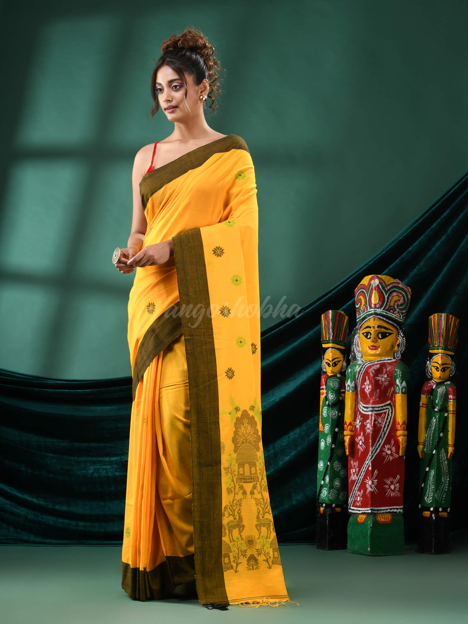 Yellow Cotton Handloom Saree