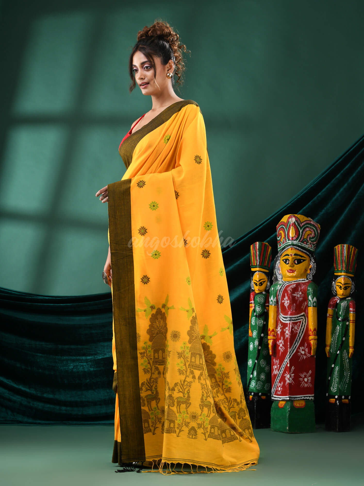 Yellow Cotton Handloom Saree