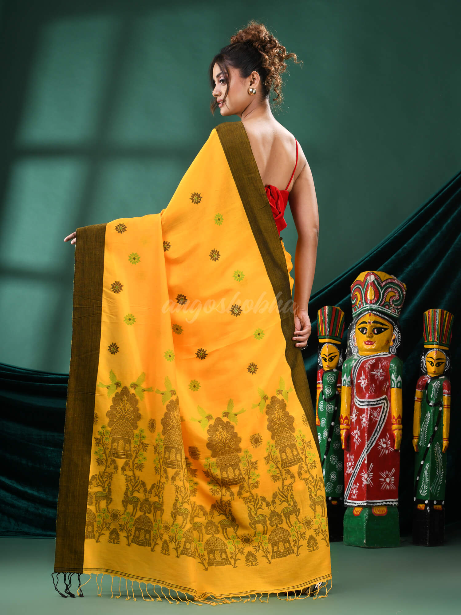 Yellow Cotton Handloom Saree